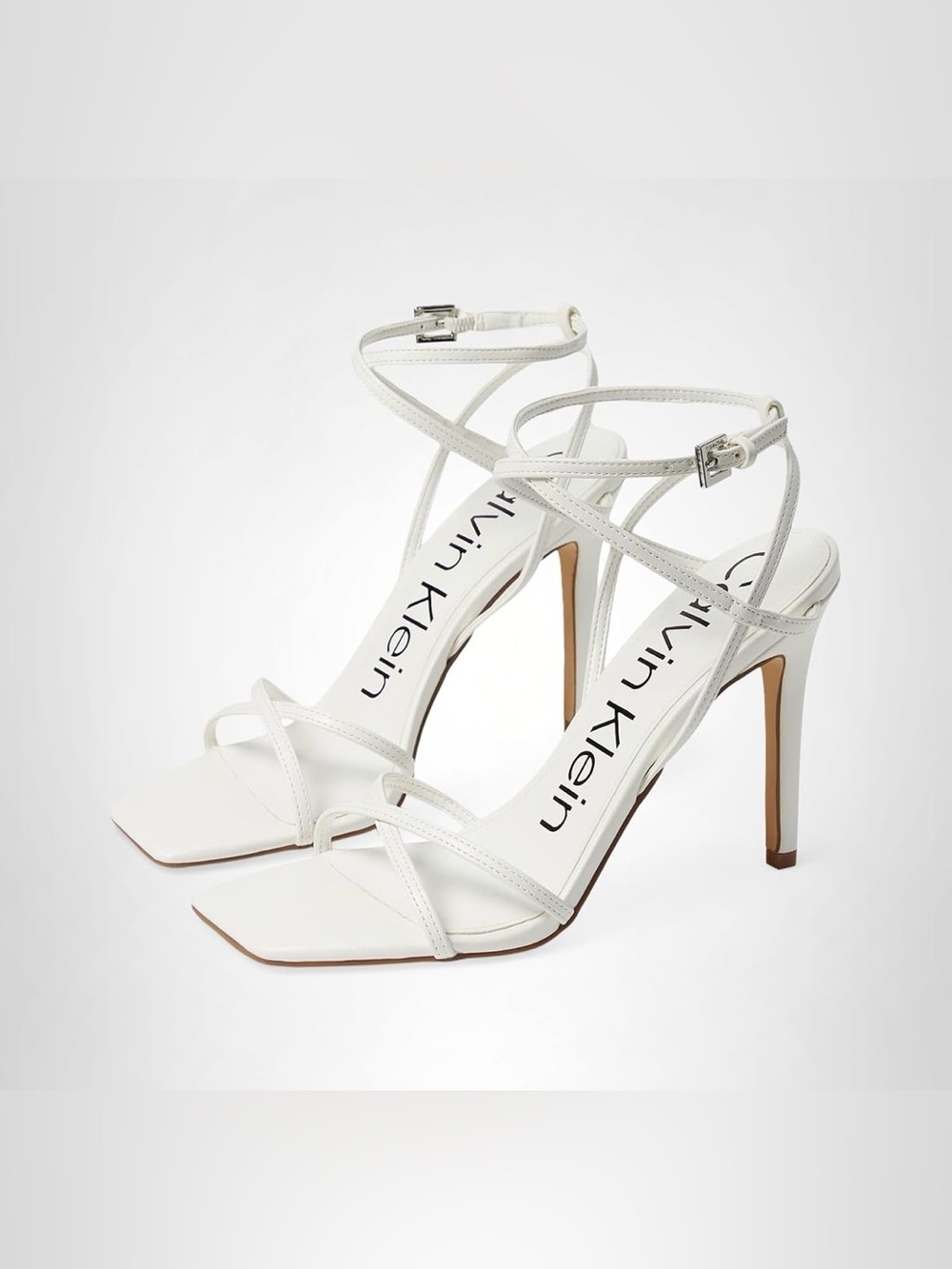12S Calvin Klein White Strappy High-Heel Sandal Shoes